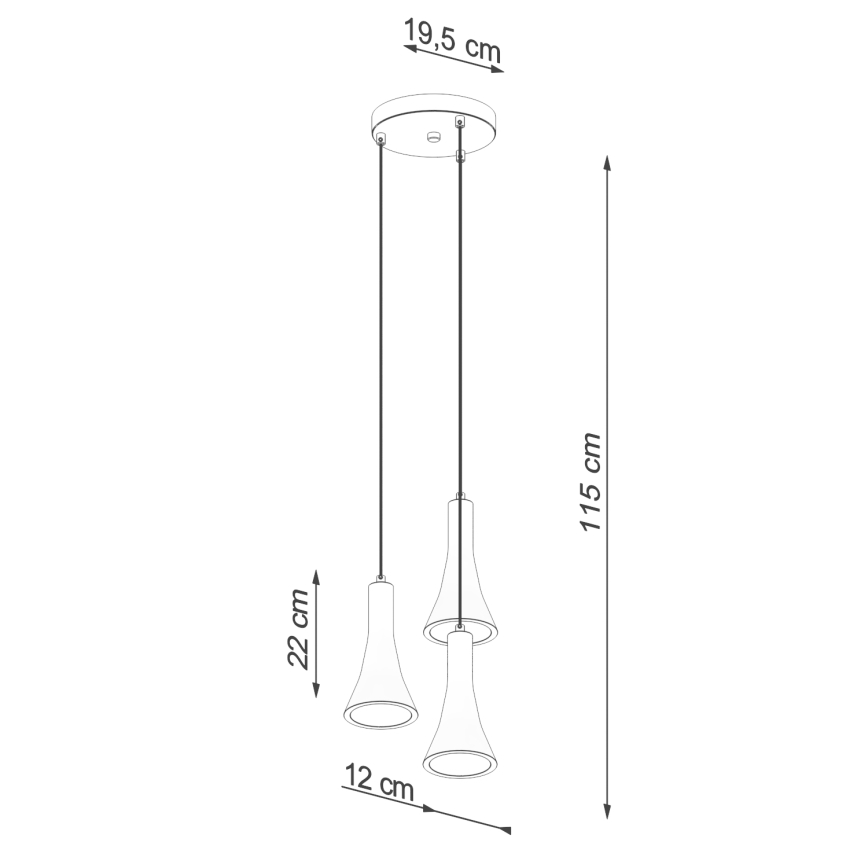 Κρεμαστό φωτιστικό οροφής τρίφωτο REA 3xE14/12W/230V τσιμέντο