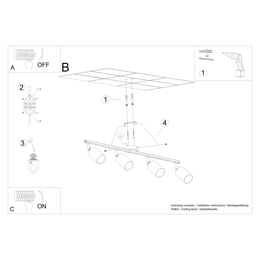 Φωτιστικό σποτ LEMMI 4xGU10/10W/230V λευκό