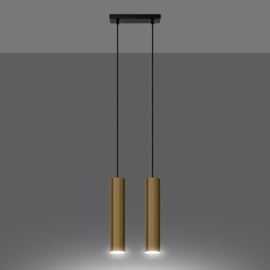 Πολύφωτο με συρματόσχοινο LAGOS 2xGU10/10W/230V χρυσαφί