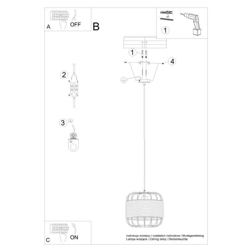 Κρεμαστό φωτιστικό οροφής FOST 1xE27/15W/230V