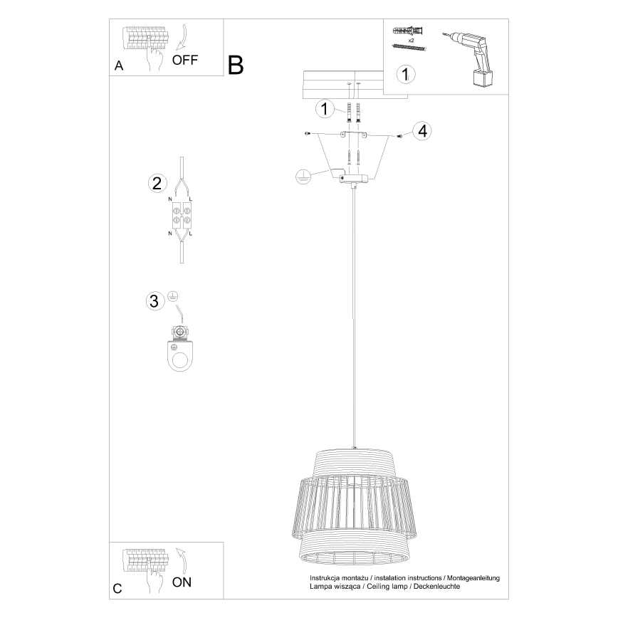 Κρεμαστό φωτιστικό οροφής BRILO 1xE27/15W/230V