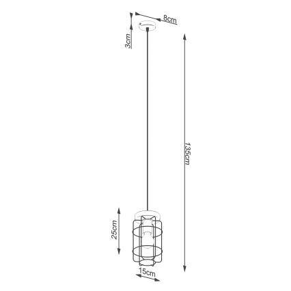 Κρεμαστό φωτιστικό οροφής GOTTO 1xE27/15W/230V μαύρο/οξιά