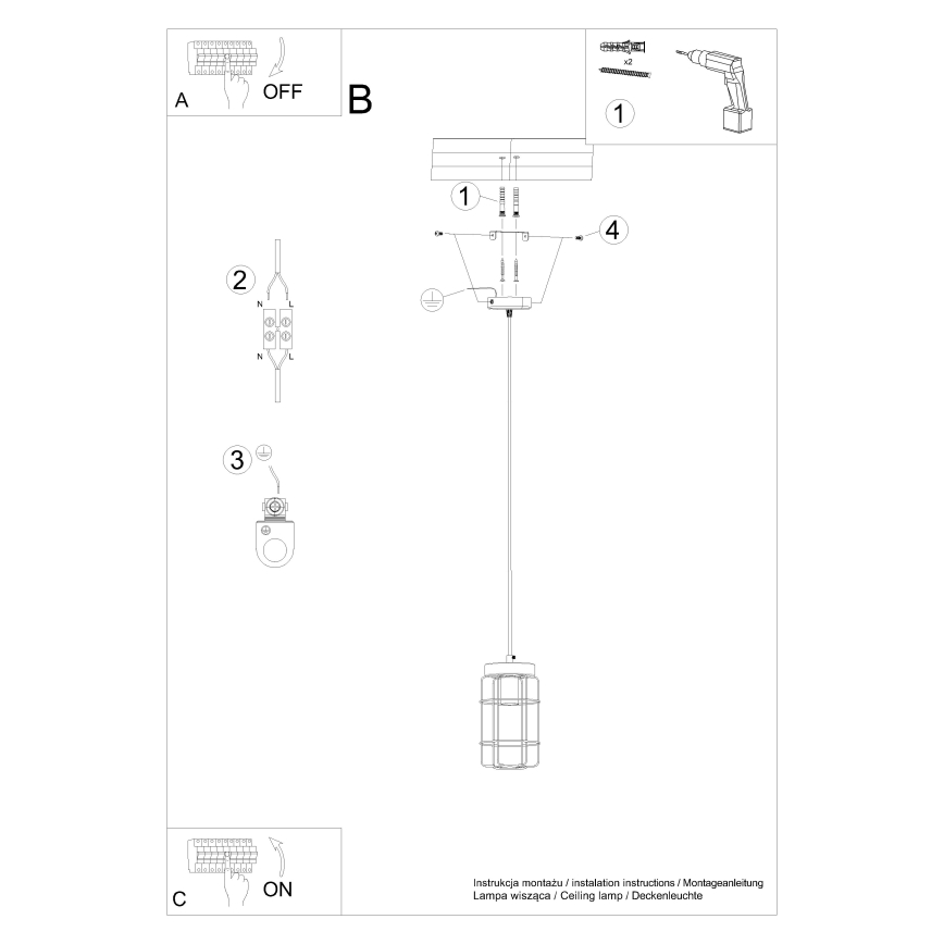 Κρεμαστό φωτιστικό οροφής GOTTO 1xE27/15W/230V μαύρο/οξιά