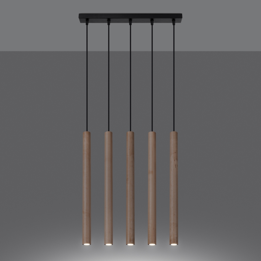 Κρεμαστό φωτιστικό οροφής PASTELO 5xG9/8W/230V οξιά