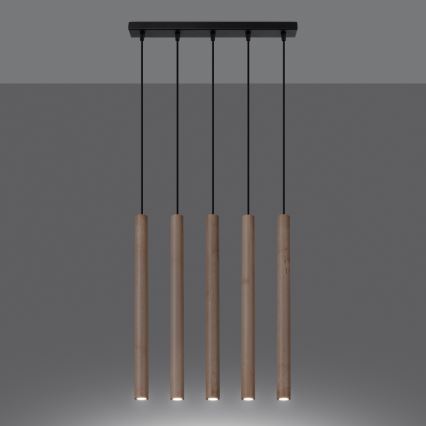 Κρεμαστό φωτιστικό οροφής PASTELO 5xG9/8W/230V οξιά