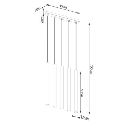 Κρεμαστό φωτιστικό οροφής PASTELO 5xG9/8W/230V οξιά