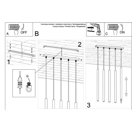 Κρεμαστό φωτιστικό οροφής PASTELO 5xG9/8W/230V οξιά