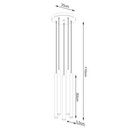 Κρεμαστό φωτιστικό οροφής PASTELO 5xG9/8W/230V οξιά