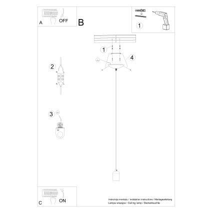 Πολύφωτο με συρματόσχοινο NESO 1xE27/15W/230V τσιμέντο