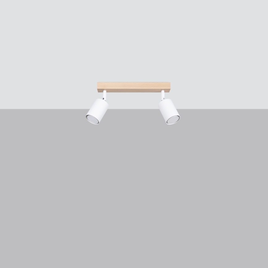 Φωτιστικό σποτ VERDO 2xGU10/10W/230V λευκό/οξιά
