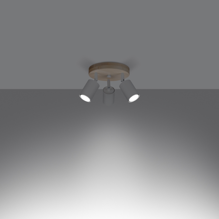 Φωτιστικό σποτ VERDO 3xGU10/10W/230V λευκό/οξιά