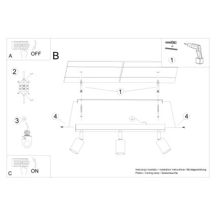 Φωτιστικό σποτ VERDO 3xGU10/10W/230V λευκό/οξιά