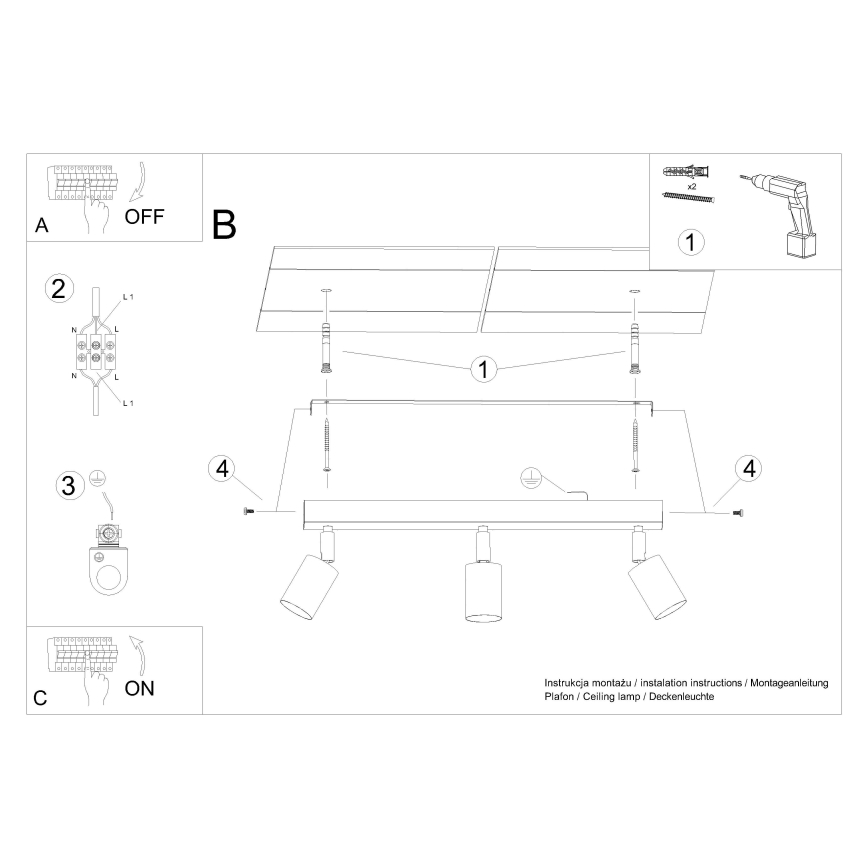 Φωτιστικό σποτ VERDO 3xGU10/10W/230V λευκό/οξιά