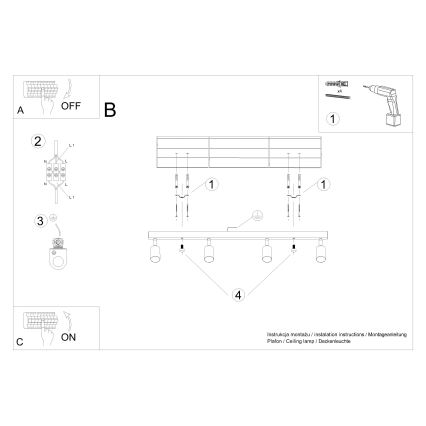 Φωτιστικό σποτ VERDO 4xGU10/10W/230V λευκό/οξιά