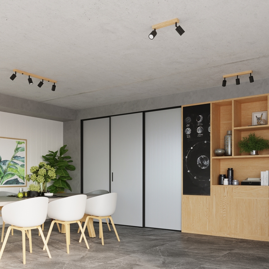 Φωτιστικό σποτ VERDO 2xGU10/10W/230V μαύρο/οξιά