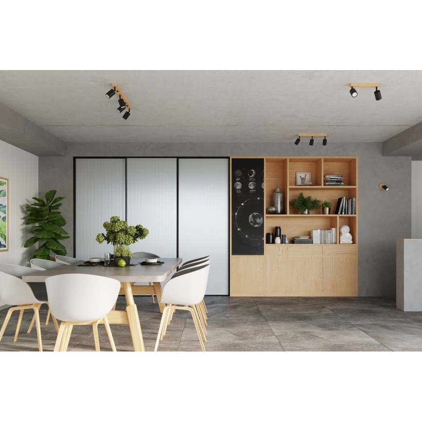 Φωτιστικό σποτ VERDO 2xGU10/10W/230V μαύρο/οξιά