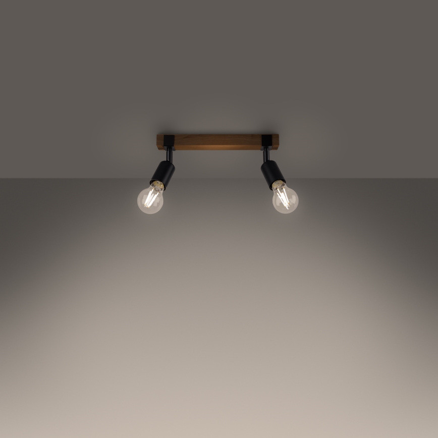 Φωτιστικό σποτ ZUCA 2xE27/15W/230V μαύρο/δρυς