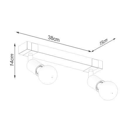 Φωτιστικό σποτ ZUCA 2xE27/15W/230V μαύρο/δρυς