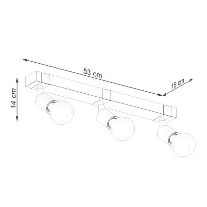 Φωτιστικό σποτ ZUCA 3xE27/15W/230V μαύρο/δρυς