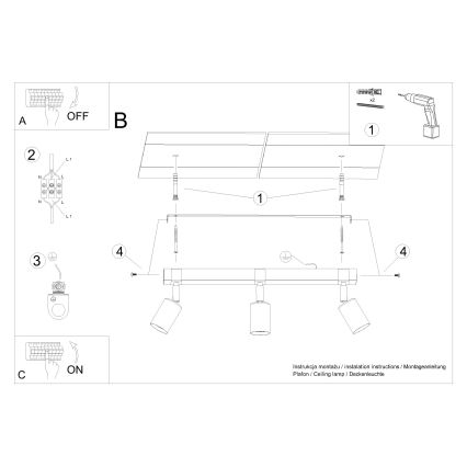 Φωτιστικό σποτ ZUCA 3xE27/15W/230V μαύρο/δρυς