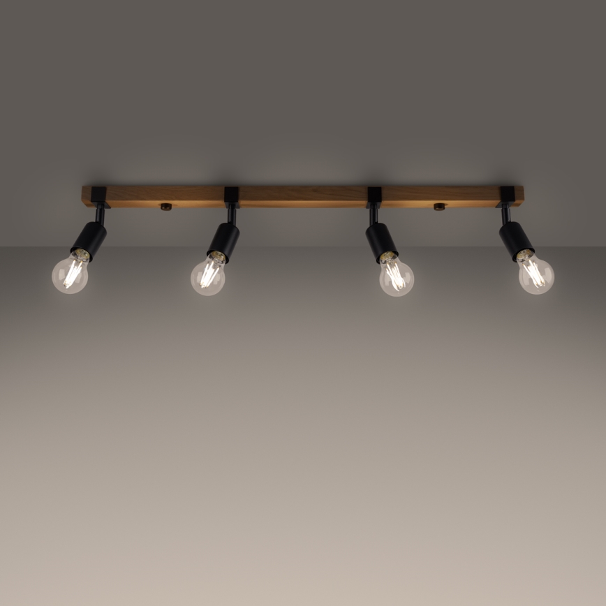 Φωτιστικό σποτ ZUCA 4xE27/15W/230V μαύρο/δρυς