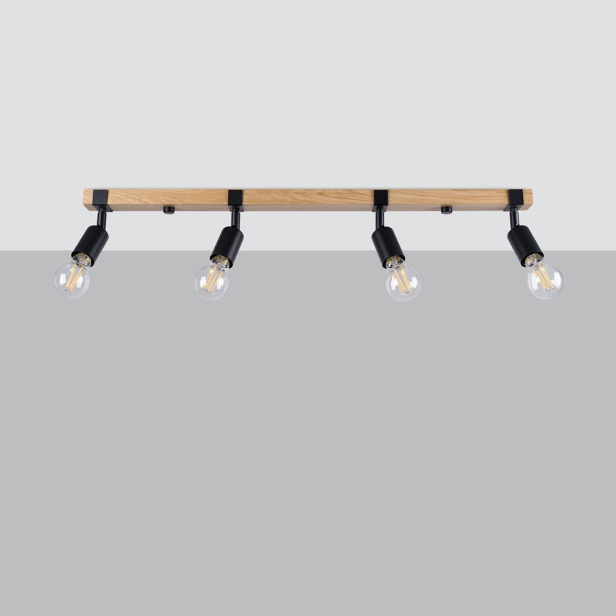 Φωτιστικό σποτ ZUCA 4xE27/15W/230V μαύρο/δρυς