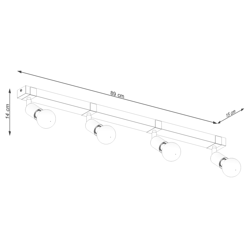 Φωτιστικό σποτ ZUCA 4xE27/15W/230V μαύρο/δρυς