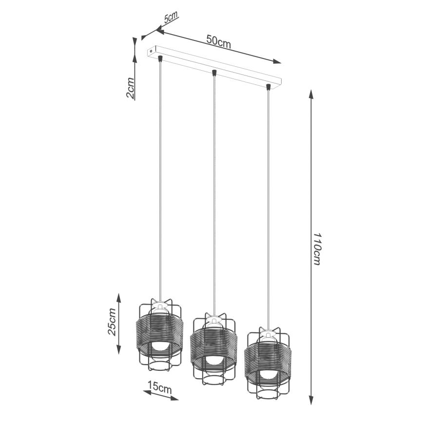 Πολύφωτο με συρματόσχοινο GIZUR 3xE27/15W/230V