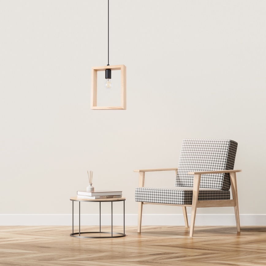 Πολύφωτο με συρματόσχοινο ARIES 1xE27/15W/230V οξιά/μπεζ