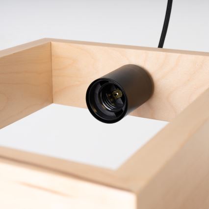 Πολύφωτο με συρματόσχοινο ARIES 1xE27/15W/230V οξιά/μπεζ