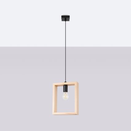 Πολύφωτο με συρματόσχοινο ARIES 1xE27/15W/230V οξιά/μπεζ