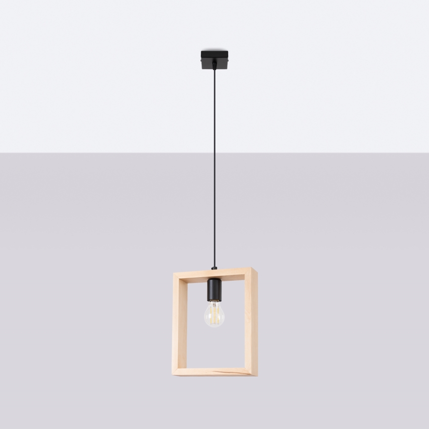 Πολύφωτο με συρματόσχοινο ARIES 1xE27/15W/230V οξιά/μπεζ
