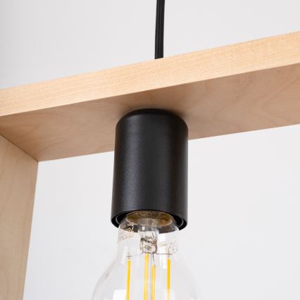 Πολύφωτο με συρματόσχοινο ARIES 1xE27/15W/230V οξιά/μπεζ