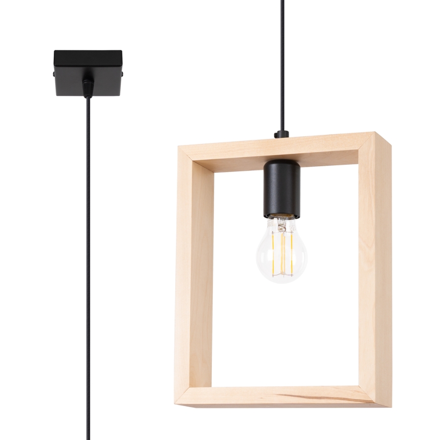 Πολύφωτο με συρματόσχοινο ARIES 1xE27/15W/230V οξιά/μπεζ