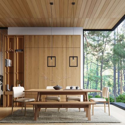 Πολύφωτο με συρματόσχοινο ARIES 1xE27/15W/230V οξιά/βέγκε