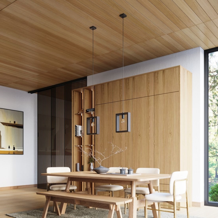 Πολύφωτο με συρματόσχοινο ARIES 1xE27/15W/230V οξιά/βέγκε