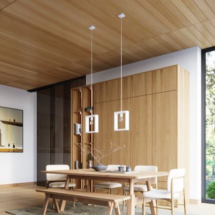 Πολύφωτο με συρματόσχοινο ARIES 1xE27/15W/230V οξιά/λευκό