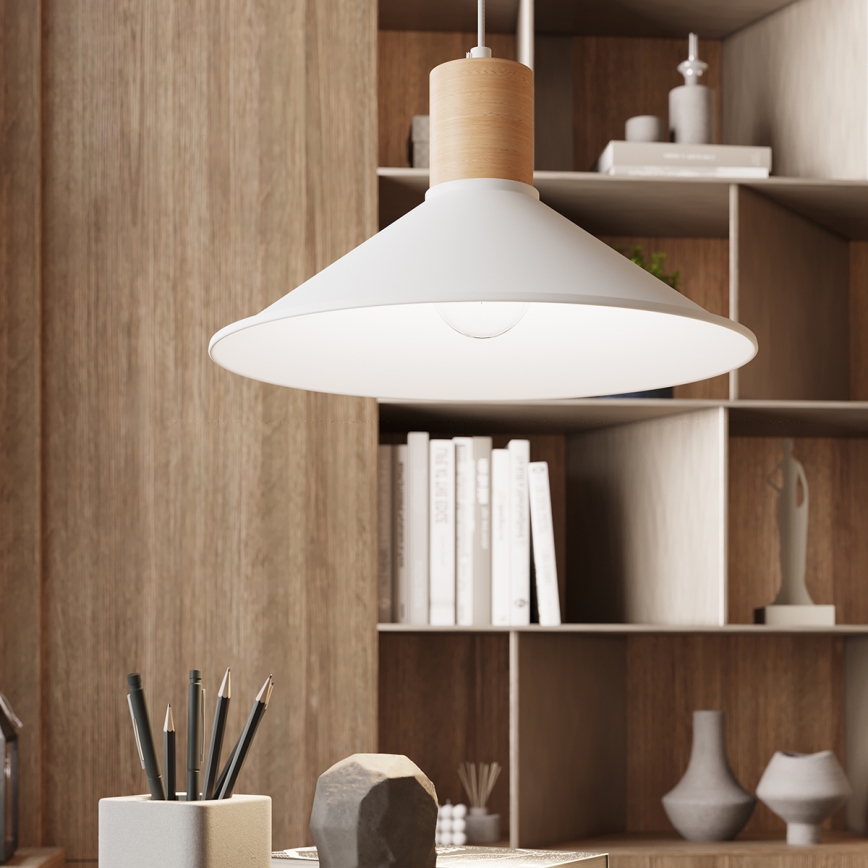 Πολύφωτο με συρματόσχοινο JAGA 1xE27/15W/230V διάμετρος 30 cm λευκό