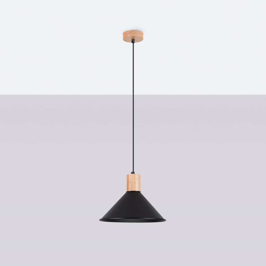 Πολύφωτο με συρματόσχοινο JAGA 1xE27/15W/230V διάμετρος 30 cm μαύρο