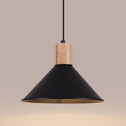 Πολύφωτο με συρματόσχοινο JAGA 1xE27/15W/230V διάμετρος 30 cm μαύρο