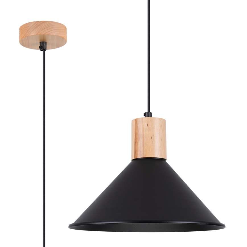 Πολύφωτο με συρματόσχοινο JAGA 1xE27/15W/230V διάμετρος 30 cm μαύρο