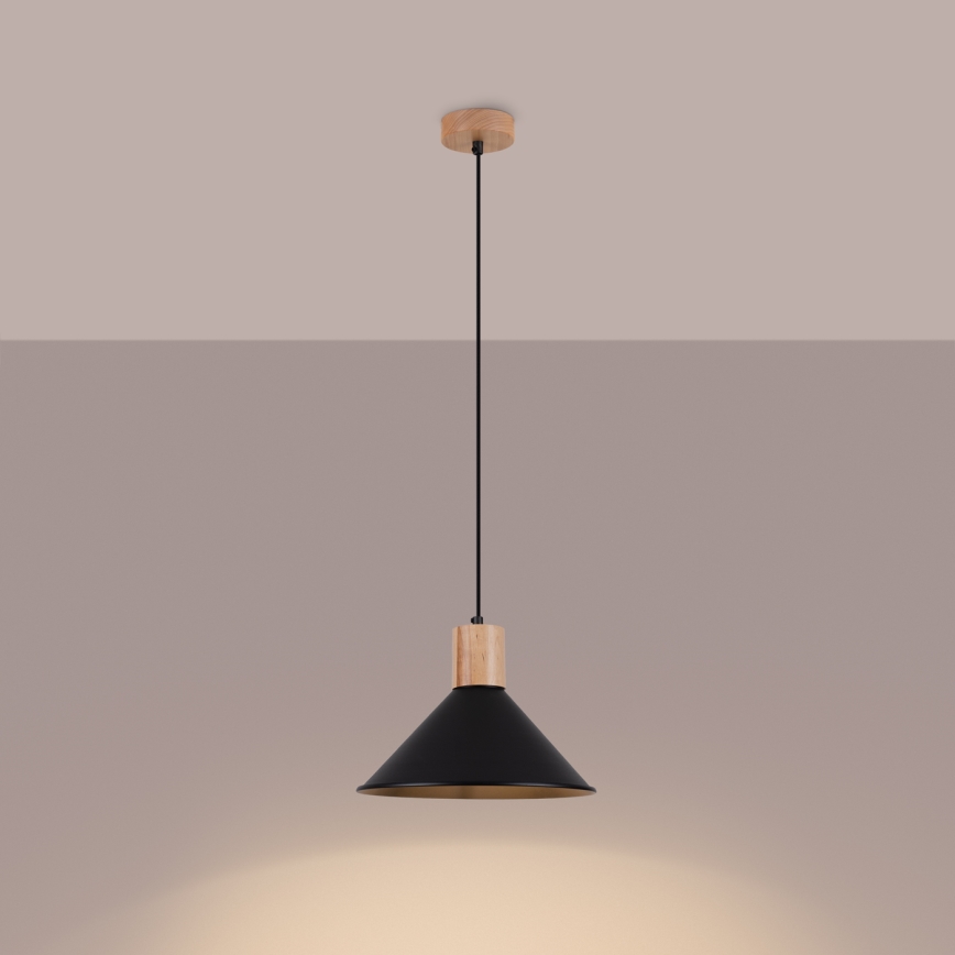 Πολύφωτο με συρματόσχοινο JAGA 1xE27/15W/230V διάμετρος 30 cm μαύρο