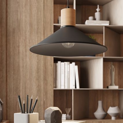 Πολύφωτο με συρματόσχοινο JAGA 1xE27/15W/230V διάμετρος 30 cm μαύρο