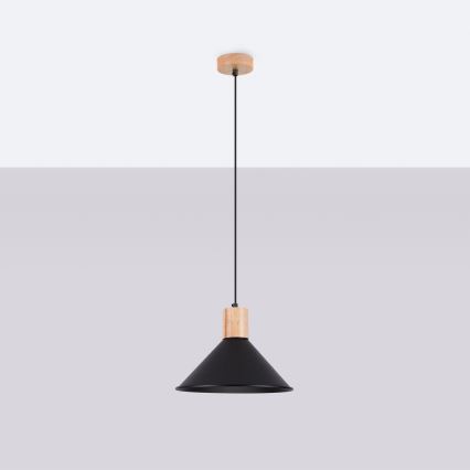 Πολύφωτο με συρματόσχοινο JAGA 1xE27/15W/230V διάμετρος 30 cm μαύρο