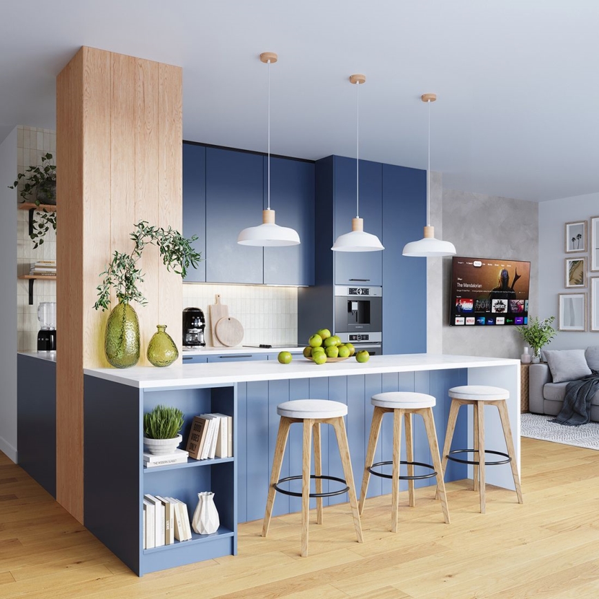 Πολύφωτο με συρματόσχοινο FANO 1xE27/15W/230V διάμετρος 34 cm λευκό