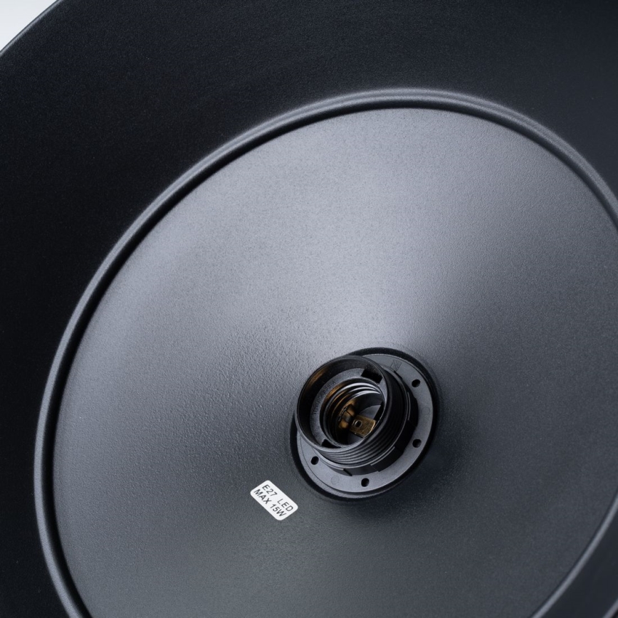 Πολύφωτο με συρματόσχοινο FANO 1xE27/15W/230V διάμετρος 34 cm μαύρο