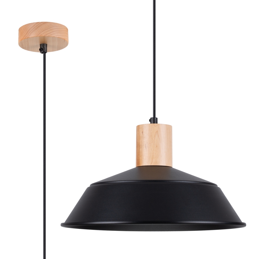 Πολύφωτο με συρματόσχοινο FANO 1xE27/15W/230V διάμετρος 34 cm μαύρο