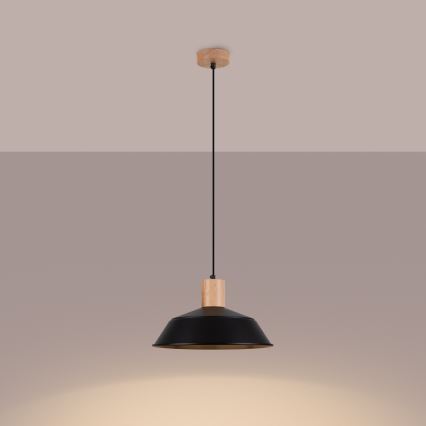 Πολύφωτο με συρματόσχοινο FANO 1xE27/15W/230V διάμετρος 34 cm μαύρο