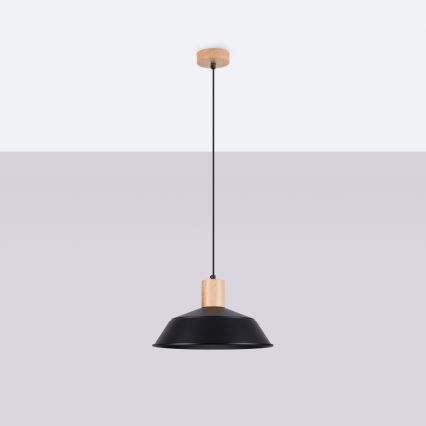 Πολύφωτο με συρματόσχοινο FANO 1xE27/15W/230V διάμετρος 34 cm μαύρο