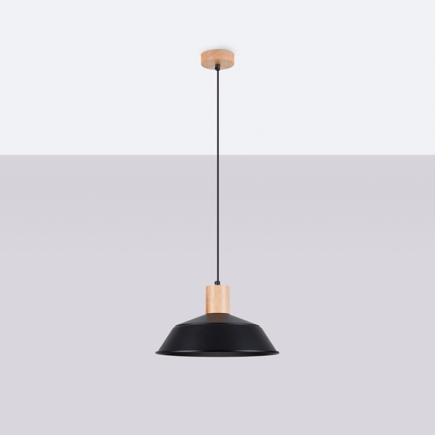 Πολύφωτο με συρματόσχοινο FANO 1xE27/15W/230V διάμετρος 34 cm μαύρο